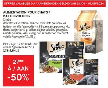 Promotions Alimentation pour chats sheba 2ième à -50% - Sheba - Valide de 24/04/2024 à 07/05/2024 chez Alvo
