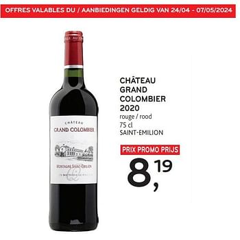 Promoties Château grand colombier 2020 rouge - Rode wijnen - Geldig van 24/04/2024 tot 07/05/2024 bij Alvo