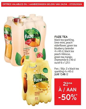 Promotions Fuze tea 2ième à -50% - FuzeTea - Valide de 24/04/2024 à 07/05/2024 chez Alvo