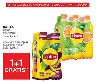 Promotions Ice tea lipton 1+1 gratis - Lipton - Valide de 24/04/2024 à 07/05/2024 chez Alvo