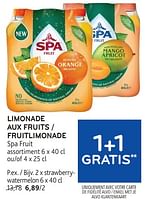 Promotions Limonade aux fruits spa fruit 1+1 gratis - Spa - Valide de 24/04/2024 à 07/05/2024 chez Alvo