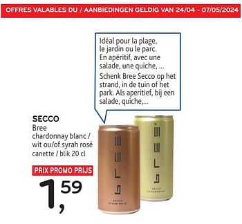 Promoties Secco bree - Witte wijnen - Geldig van 24/04/2024 tot 07/05/2024 bij Alvo