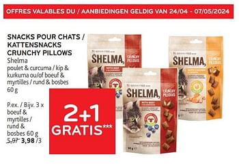 Promoties Snacks pour chats shelma 2+1 gratis - Shelma - Geldig van 24/04/2024 tot 07/05/2024 bij Alvo