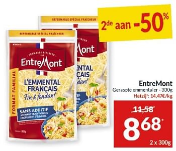 Promotions Entremont geraspte emmentaler - Entre Mont - Valide de 23/04/2024 à 28/04/2024 chez Intermarche