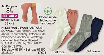 Promotions Set van 2 paar fantasie- sokken - Produit Maison - Damart - Valide de 01/04/2024 à 30/06/2024 chez Damart