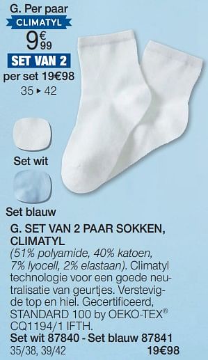 Promotions Set van 2 paar sokken, climatyl - Produit Maison - Damart - Valide de 01/04/2024 à 30/06/2024 chez Damart