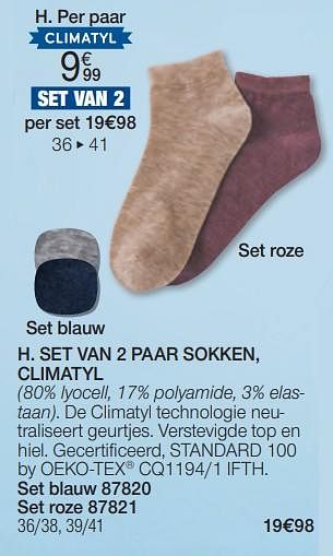 Promotions Set van 2 paar sokken, climatyl - Produit Maison - Damart - Valide de 01/04/2024 à 30/06/2024 chez Damart