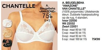 Promotions Beugelbeha amazone van chantelle - Chantelle - Valide de 01/04/2024 à 30/06/2024 chez Damart