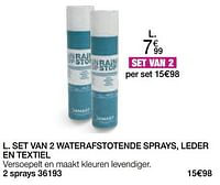 Promoties Set van 2 waterafstotende sprays, leder en textiel - Huismerk - Damart - Geldig van 01/04/2024 tot 30/06/2024 bij Damart