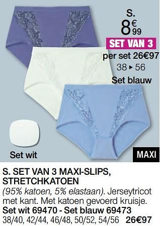 Promotions Set van 3 maxi-slips, stretchkatoen - Produit Maison - Damart - Valide de 01/04/2024 à 30/06/2024 chez Damart