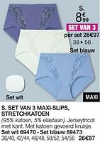 Promoties Set van 3 maxi-slips, stretchkatoen - Huismerk - Damart - Geldig van 01/04/2024 tot 30/06/2024 bij Damart