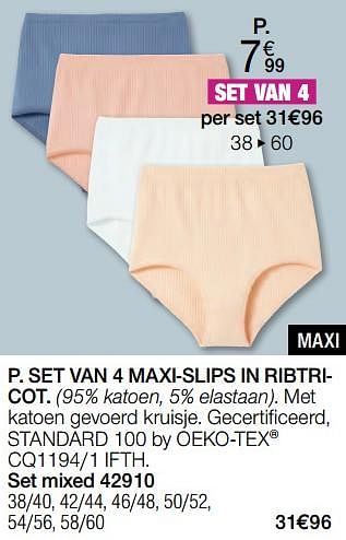Promoties Set van 4 maxi-slips in ribtricot - Huismerk - Damart - Geldig van 01/04/2024 tot 30/06/2024 bij Damart