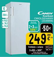 Promoties Candy koelkast cmiols5144wh - Candy - Geldig van 23/04/2024 tot 06/05/2024 bij Cora