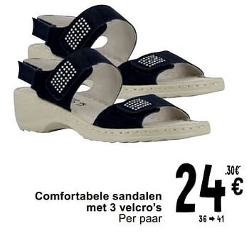 Promotions Comfortabele sandalen met 3 velcro`s - Produit maison - Cora - Valide de 23/04/2024 à 06/05/2024 chez Cora