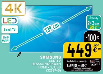 Promotions Samsung led tv ue55au7020kxxn - Samsung - Valide de 23/04/2024 à 06/05/2024 chez Cora