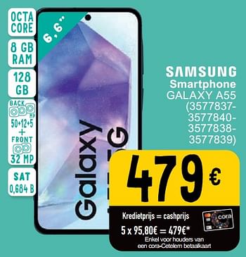Promoties Samsung smartphone galaxy a55 - Samsung - Geldig van 23/04/2024 tot 06/05/2024 bij Cora