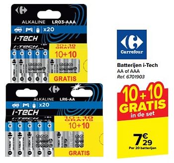 Promoties Batterijen i-tech - Huismerk - Carrefour  - Geldig van 24/04/2024 tot 30/04/2024 bij Carrefour