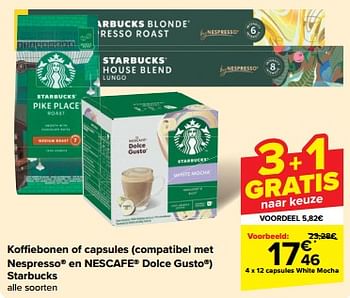 Promotions capsules white mocha - Starbucks - Valide de 24/04/2024 à 30/04/2024 chez Carrefour
