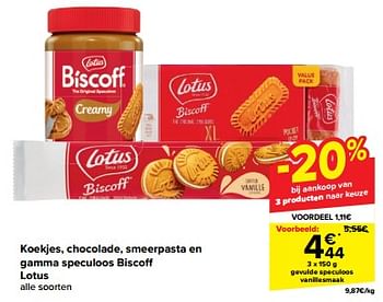 Promoties Gevulde speculoos vanillesmaak - Lotus Bakeries - Geldig van 24/04/2024 tot 30/04/2024 bij Carrefour