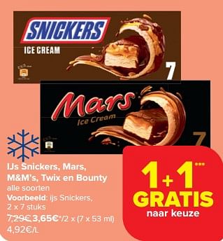 Promotions Ijs snickers - Snickers - Valide de 24/04/2024 à 30/04/2024 chez Carrefour