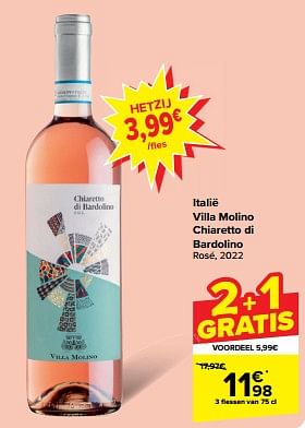 Promotions Italië villa molino chiaretto di bardolino rosé - Vins rosé - Valide de 24/04/2024 à 30/04/2024 chez Carrefour