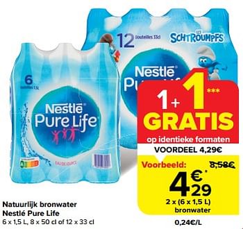 Promotions Natuurlijk bronwater nestlé pure life - Nestlé - Valide de 24/04/2024 à 30/04/2024 chez Carrefour