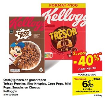 Promotions Ontbijtgranen coco pops - Kellogg's - Valide de 24/04/2024 à 30/04/2024 chez Carrefour
