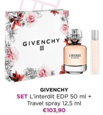 Promotions Givenchy set l`interdit + travel spray - Givenchy - Valide de 22/04/2024 à 28/04/2024 chez ICI PARIS XL