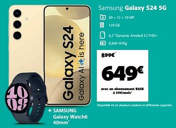 Promoties Samsung galaxy s24 5g - Samsung - Geldig van 18/04/2024 tot 07/05/2024 bij Base