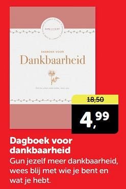Promoties Dagboek voor dankbaarheid - Huismerk - Boekenvoordeel - Geldig van 20/04/2024 tot 28/04/2024 bij BoekenVoordeel