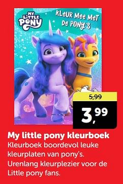 Promotions My little pony kleurboek - Produit Maison - Boekenvoordeel - Valide de 20/04/2024 à 28/04/2024 chez BoekenVoordeel
