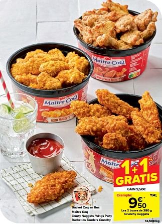 Promoties Crunchy nuggets - Maitre Coq - Geldig van 24/04/2024 tot 30/04/2024 bij Carrefour