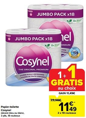 Promoties Papier-toilette cosynel - Cosynel - Geldig van 24/04/2024 tot 30/04/2024 bij Carrefour
