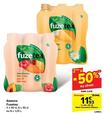 Promotions Black tea peach hibiscus - FuzeTea - Valide de 24/04/2024 à 30/04/2024 chez Carrefour