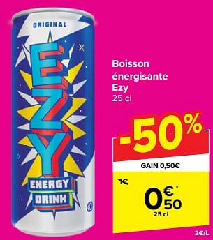 Promoties Boisson énergisante ezy - Ezy - Geldig van 24/04/2024 tot 30/04/2024 bij Carrefour