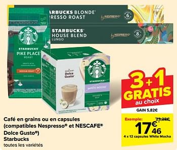 Promoties Capsules white mocha - Starbucks - Geldig van 24/04/2024 tot 30/04/2024 bij Carrefour