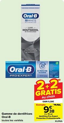 Promotions Dentifrice pro-expert protection professionnelle - Oral-B - Valide de 24/04/2024 à 30/04/2024 chez Carrefour