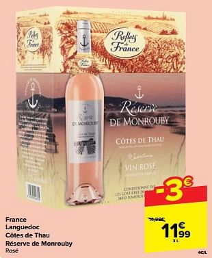 Promotions France languedoc côtes de thau réserve de monrouby rosé - Vins rosé - Valide de 24/04/2024 à 30/04/2024 chez Carrefour
