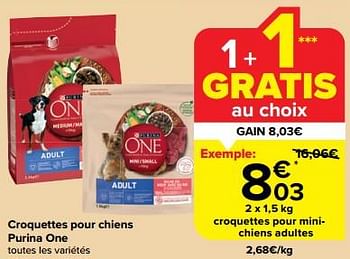 Promotions Croquettes pour minichiens adultes - Purina one - Valide de 24/04/2024 à 30/04/2024 chez Carrefour