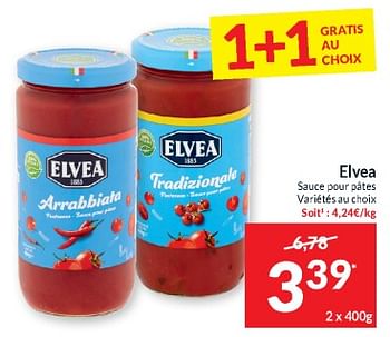 Promotions Elvea sauce pour pates - Elvea - Valide de 23/04/2024 à 28/04/2024 chez Intermarche