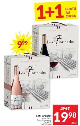 Promotions Les floriandes vin de france rouge, blanc ou rosé - Vins rosé - Valide de 23/04/2024 à 28/04/2024 chez Intermarche