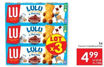 Promotions Lu lourson chocolat ou fraise - Lu - Valide de 23/04/2024 à 28/04/2024 chez Intermarche