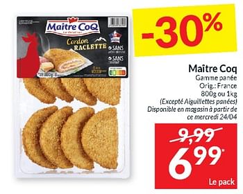 Promoties Maitre coq gamme panée - Maitre Coq - Geldig van 23/04/2024 tot 28/04/2024 bij Intermarche