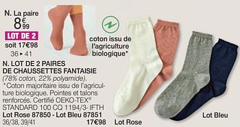 Promotions Lot de 2 paires de chaussettes fantaisie - Produit Maison - Damart - Valide de 01/04/2024 à 30/06/2024 chez Damart