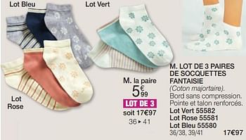 Promoties Lot de 3 paires de socquettes fantaisie - Huismerk - Damart - Geldig van 01/04/2024 tot 30/06/2024 bij Damart