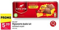 Promoties Mignonnette double lait - Cote D'Or - Geldig van 29/04/2024 tot 05/05/2024 bij Aldi