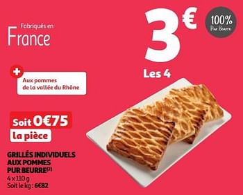 Promoties Grillés individuels aux pommes pur beurre - Huismerk - Auchan - Geldig van 23/04/2024 tot 28/04/2024 bij Auchan