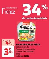 Promoties Blanc de poulet herta - Herta - Geldig van 23/04/2024 tot 28/04/2024 bij Auchan