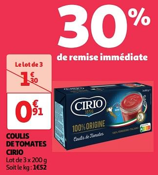 Promoties Coulis de tomates cirio - CIRIO - Geldig van 23/04/2024 tot 28/04/2024 bij Auchan