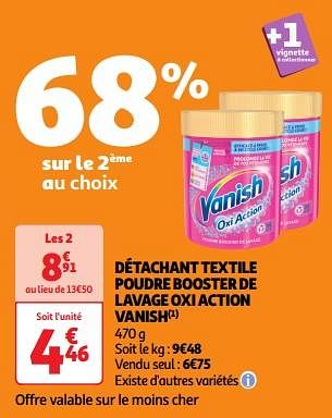 Promoties Détachant textile poudre booster de lavage oxi action vanish - Vanish - Geldig van 23/04/2024 tot 28/04/2024 bij Auchan
